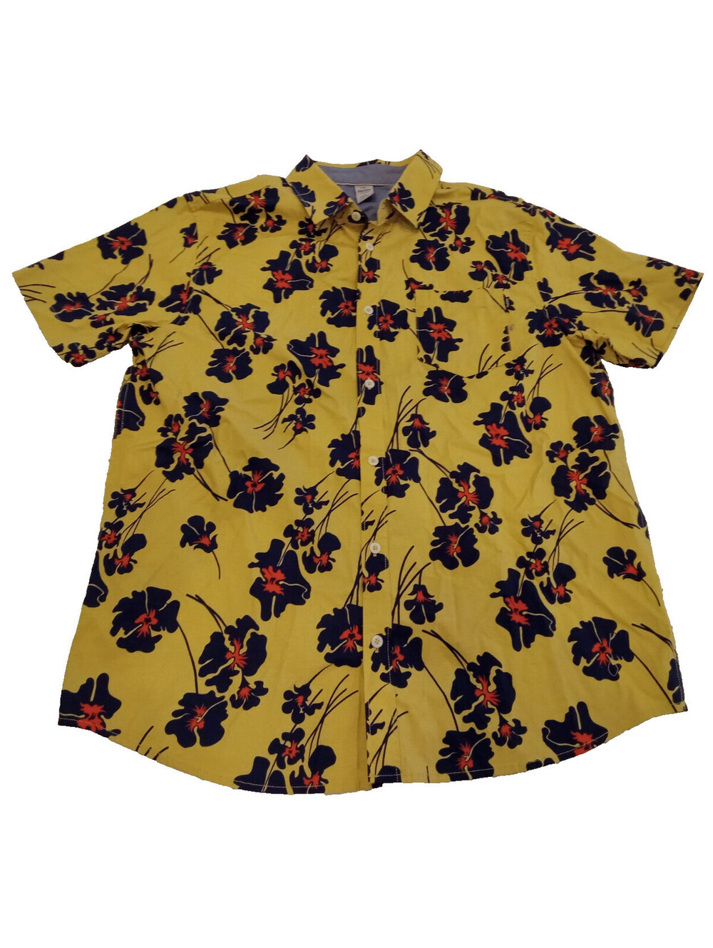 Hurley Patio Shirt Mens Large Maple Cream Dark Floral Short Sleeve Sunglasses Lo